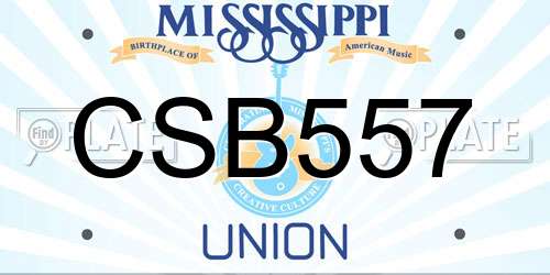 CSB557 Mississippi License Plate