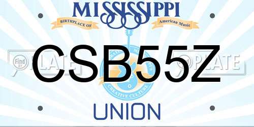 CSB55Z Mississippi License Plate