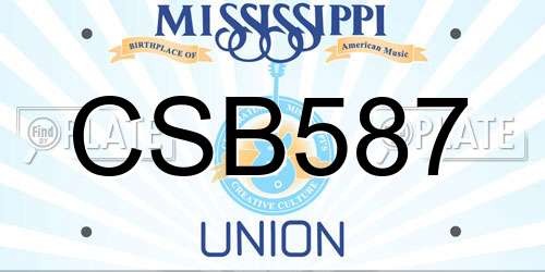 CSB587 Mississippi License Plate