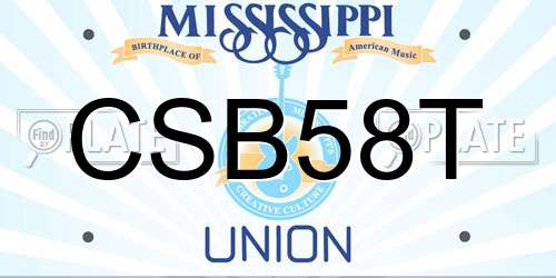 CSB58T Mississippi License Plate