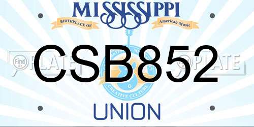 CSB852 Mississippi License Plate