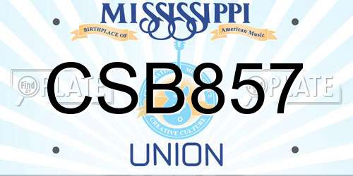 CSB857 Mississippi License Plate