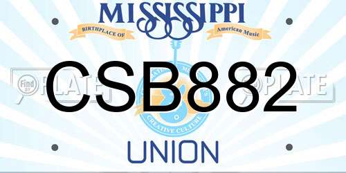 CSB882 Mississippi License Plate