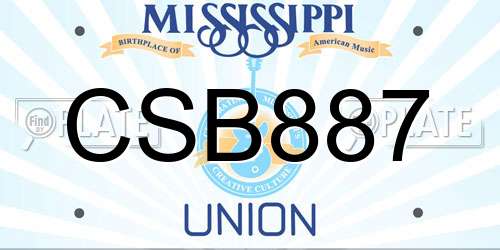 CSB887 Mississippi License Plate
