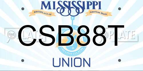 CSB88T Mississippi License Plate