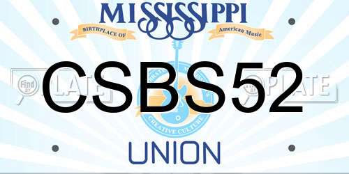 CSBS52 Mississippi License Plate