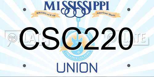 CSC220 Mississippi License Plate