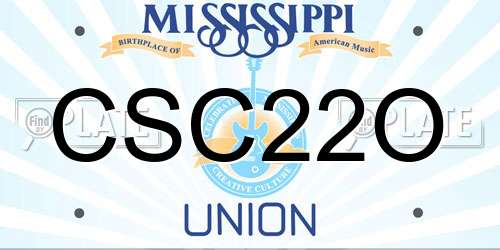 CSC22O Mississippi License Plate