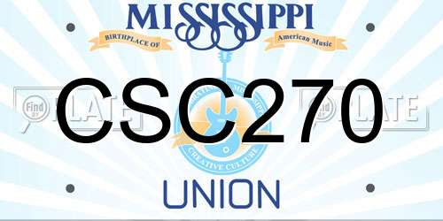 CSC270 Mississippi License Plate