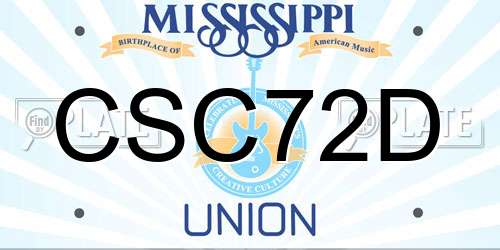 CSC72D Mississippi License Plate