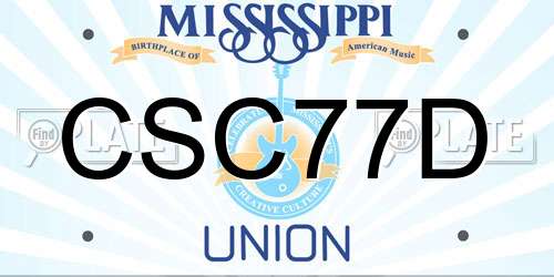 CSC77D Mississippi License Plate