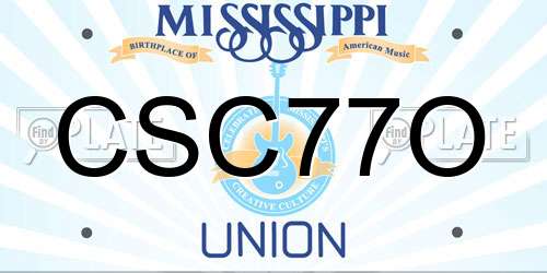 CSC77O Mississippi License Plate