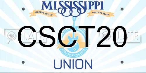 CSCT20 Mississippi License Plate