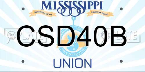 CSD40B Mississippi License Plate