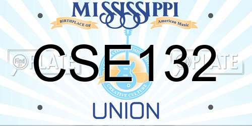 CSE132 Mississippi License Plate