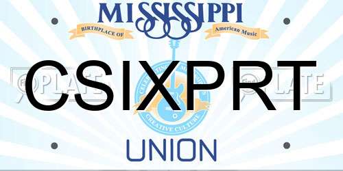 CSIXPRT Mississippi License Plate