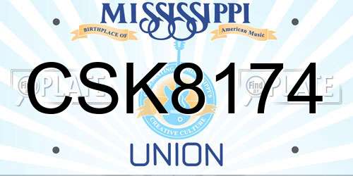 CSK8174 Mississippi License Plate