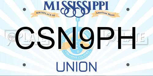 CSN9PH Mississippi License Plate
