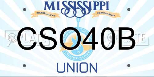 CSO40B Mississippi License Plate
