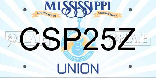 CSP25Z Mississippi License Plate