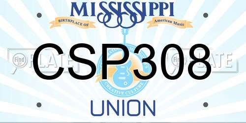 CSP308 Mississippi License Plate