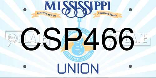 CSP466 Mississippi License Plate