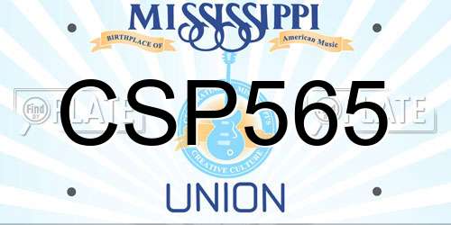 CSP565 Mississippi License Plate