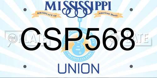 CSP568 Mississippi License Plate
