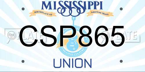 CSP865 Mississippi License Plate