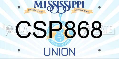 CSP868 Mississippi License Plate