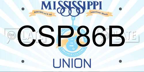CSP86B Mississippi License Plate
