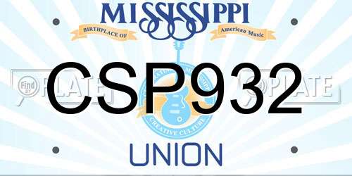 CSP932 Mississippi License Plate