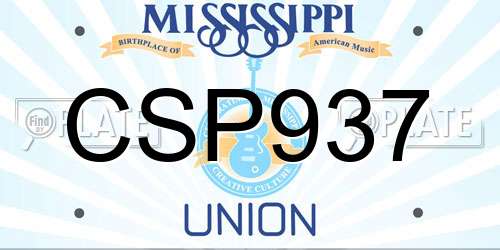 CSP937 Mississippi License Plate