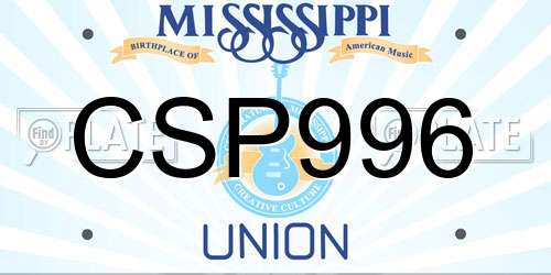 CSP996 Mississippi License Plate