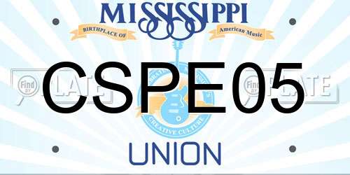 CSPE05 Mississippi License Plate