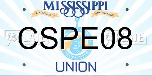 CSPE08 Mississippi License Plate