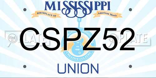 CSPZ52 Mississippi License Plate