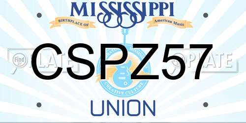 CSPZ57 Mississippi License Plate