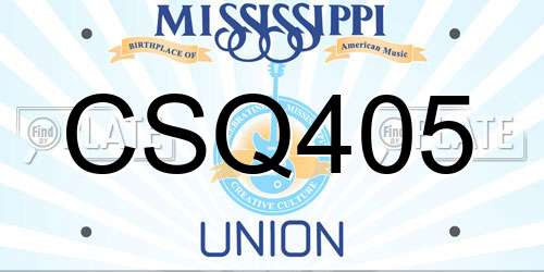 CSQ405 Mississippi License Plate