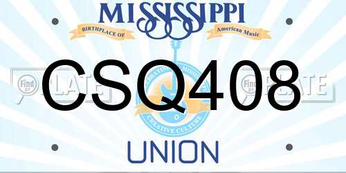 CSQ408 Mississippi License Plate