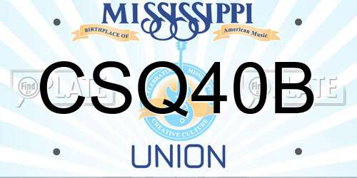 CSQ40B Mississippi License Plate