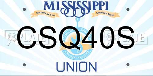 CSQ40S Mississippi License Plate