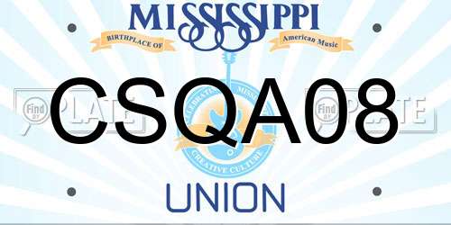 CSQA08 Mississippi License Plate