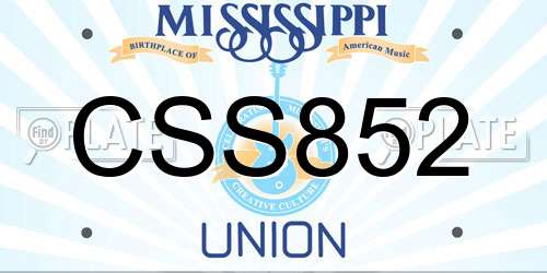 CSS852 Mississippi License Plate