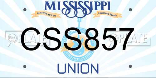 CSS857 Mississippi License Plate