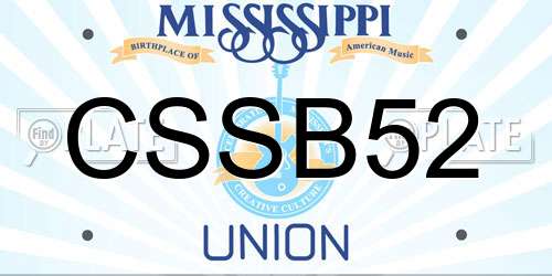 CSSB52 Mississippi License Plate