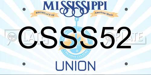 CSSS52 Mississippi License Plate