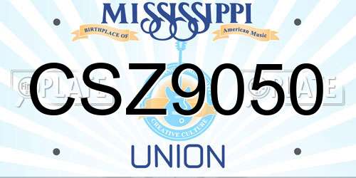 CSZ9050 Mississippi License Plate