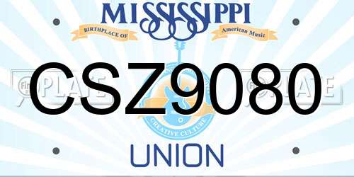 CSZ9080 Mississippi License Plate