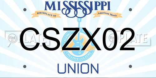 CSZX02 Mississippi License Plate